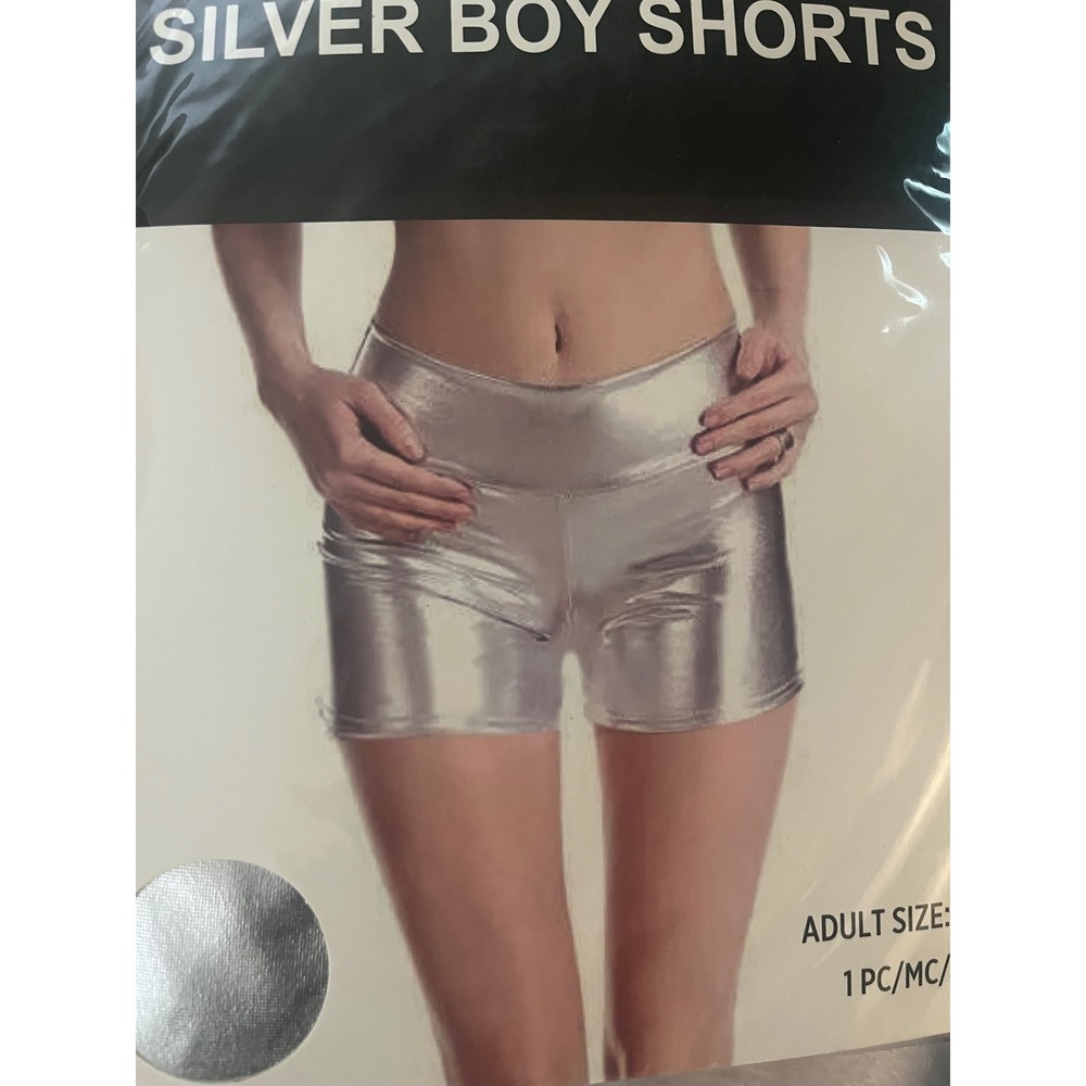 KBW Global Corp Silver Boy Shorts Womens S/M NWT Metallic Rave Dance Festival